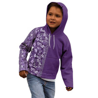 Hawaiian Tribal Elements Hibiscus Kid Hoodie Purple Pattern - Polynesian Pride