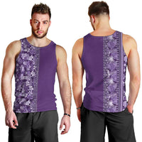 Hawaiian Tribal Elements Hibiscus Men Tank Top Purple Pattern - Polynesian Pride