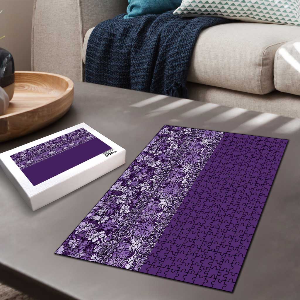 Hawaiian Tribal Elements Hibiscus Puzzle Purple Pattern - Polynesian Pride