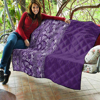 Hawaiian Tribal Elements Hibiscus Quilt Purple Pattern - Polynesian Pride