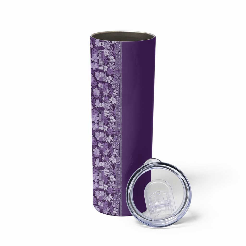 Hawaiian Tribal Elements Hibiscus Skinny Tumbler Purple Pattern - Polynesian Pride