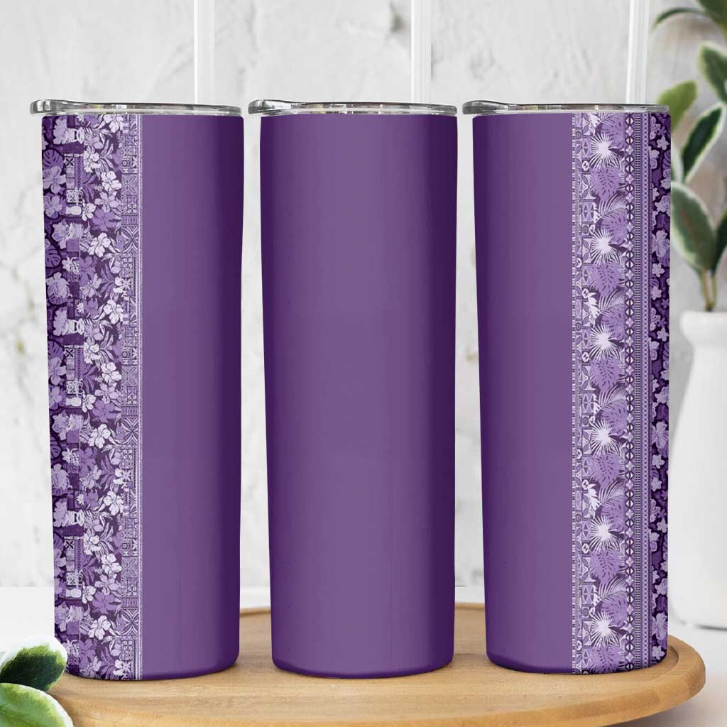 Hawaiian Tribal Elements Hibiscus Skinny Tumbler Purple Pattern - Polynesian Pride