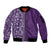 Hawaiian Tribal Elements Hibiscus Sleeve Zip Bomber Jacket Purple Pattern - Polynesian Pride