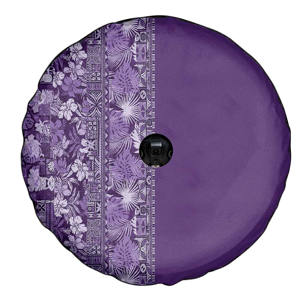 Hawaiian Tribal Elements Hibiscus Spare Tire Cover Purple Pattern - Polynesian Pride