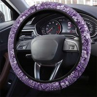 Hawaiian Tribal Elements Hibiscus Steering Wheel Cover Purple Pattern - Polynesian Pride