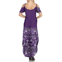 Hawaiian Tribal Elements Hibiscus Summer Maxi Dress Purple Pattern - Polynesian Pride