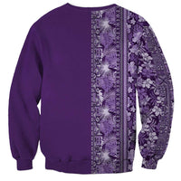 Hawaiian Tribal Elements Hibiscus Sweatshirt Purple Pattern - Polynesian Pride