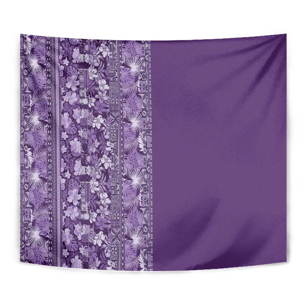 Hawaiian Tribal Elements Hibiscus Tapestry Purple Pattern - Polynesian Pride