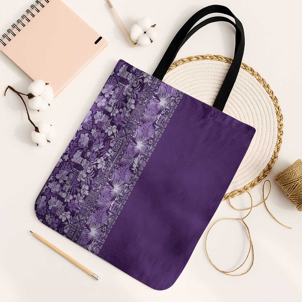 Hawaiian Tribal Elements Hibiscus Tote Bag Purple Pattern - Polynesian Pride