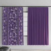 Hawaiian Tribal Elements Hibiscus Window Curtain Purple Pattern - Polynesian Pride