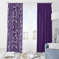 Hawaiian Tribal Elements Hibiscus Window Curtain Purple Pattern - Polynesian Pride