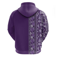 Hawaiian Tribal Elements Hibiscus Zip Hoodie Purple Pattern - Polynesian Pride