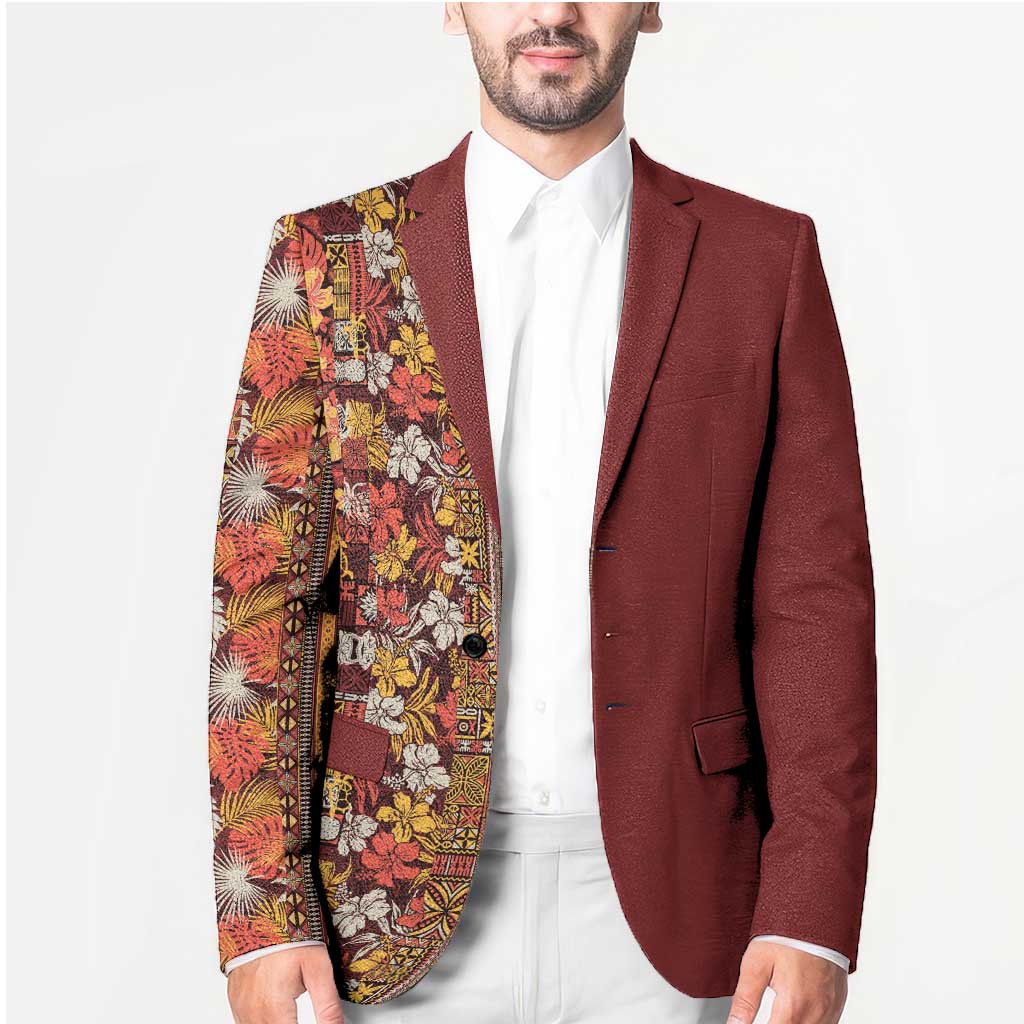 Hawaiian Tribal Elements Hibiscus Blazer Red Pattern - Polynesian Pride