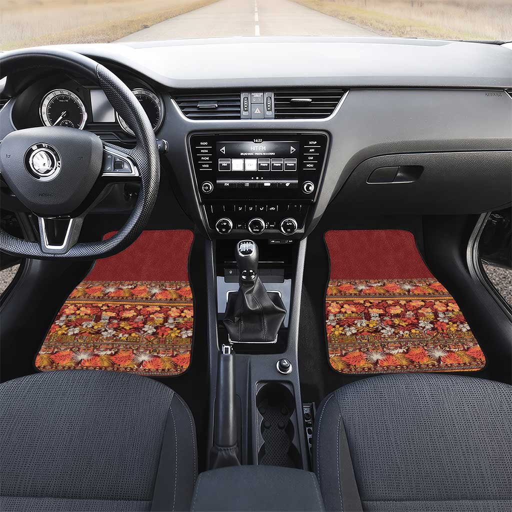 Hawaiian Tribal Elements Hibiscus Car Mats Red Pattern - Polynesian Pride