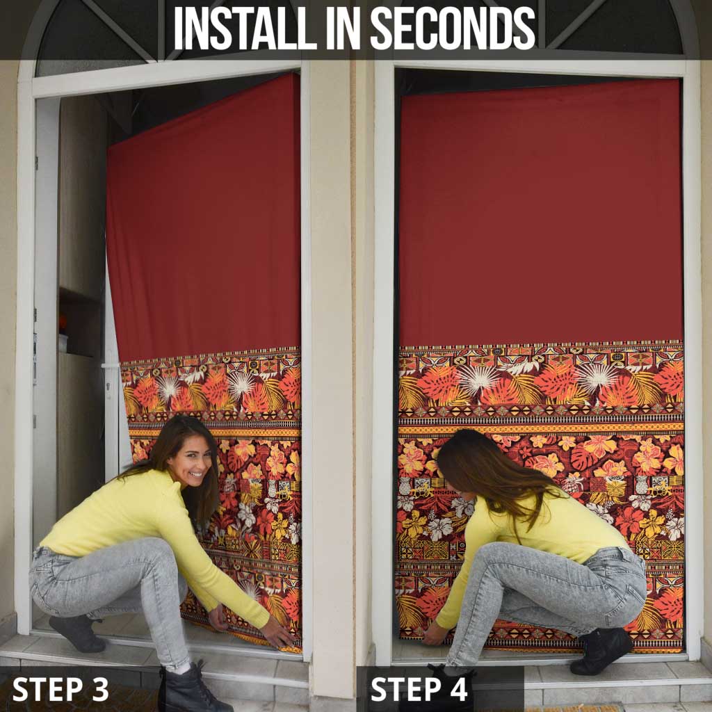 Hawaiian Tribal Elements Hibiscus Door Cover Red Pattern - Polynesian Pride