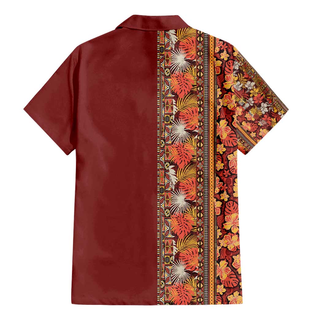 Hawaiian Tribal Elements Hibiscus Family Matching Mermaid Dress and Hawaiian Shirt Red Pattern - Polynesian Pride