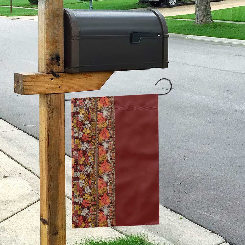 Hawaiian Tribal Elements Hibiscus Garden Flag Red Pattern - Polynesian Pride