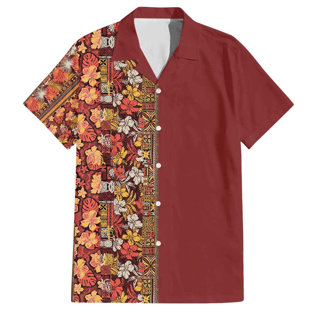 Hawaiian Tribal Elements Hibiscus Hawaiian Shirt Red Pattern - Polynesian Pride