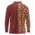 Hawaiian Tribal Elements Hibiscus Long Sleeve Polo Shirt Red Pattern - Polynesian Pride