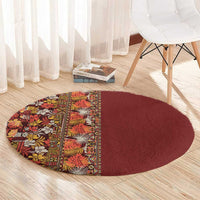 Hawaiian Tribal Elements Hibiscus Round Carpet Red Pattern - Polynesian Pride