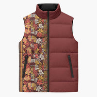 Hawaiian Tribal Elements Hibiscus Sleeveless Puffer Jacket Red Pattern - Polynesian Pride