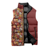 Hawaiian Tribal Elements Hibiscus Sleeveless Puffer Jacket Red Pattern - Polynesian Pride