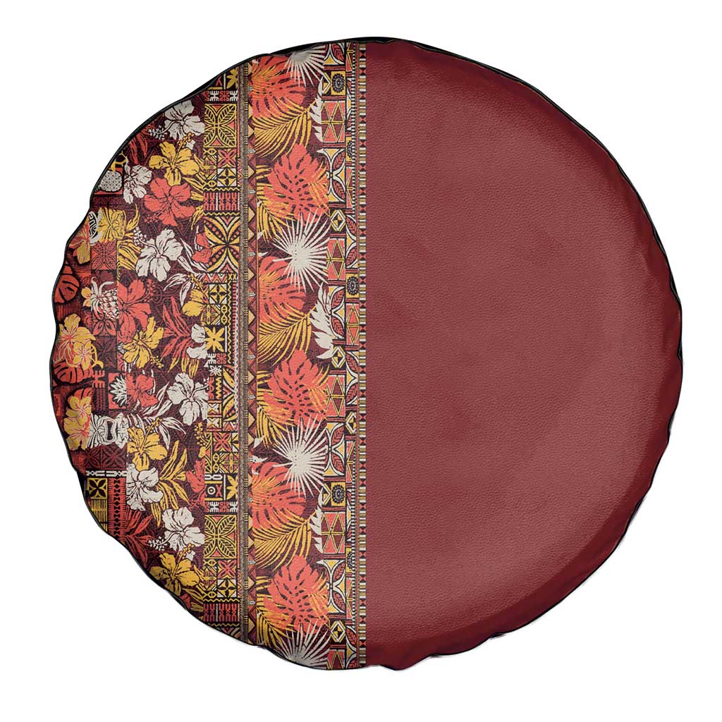 Hawaiian Tribal Elements Hibiscus Spare Tire Cover Red Pattern - Polynesian Pride
