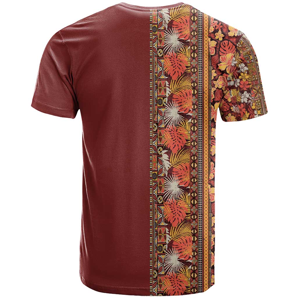 Hawaiian Tribal Elements Hibiscus T Shirt Red Pattern - Polynesian Pride