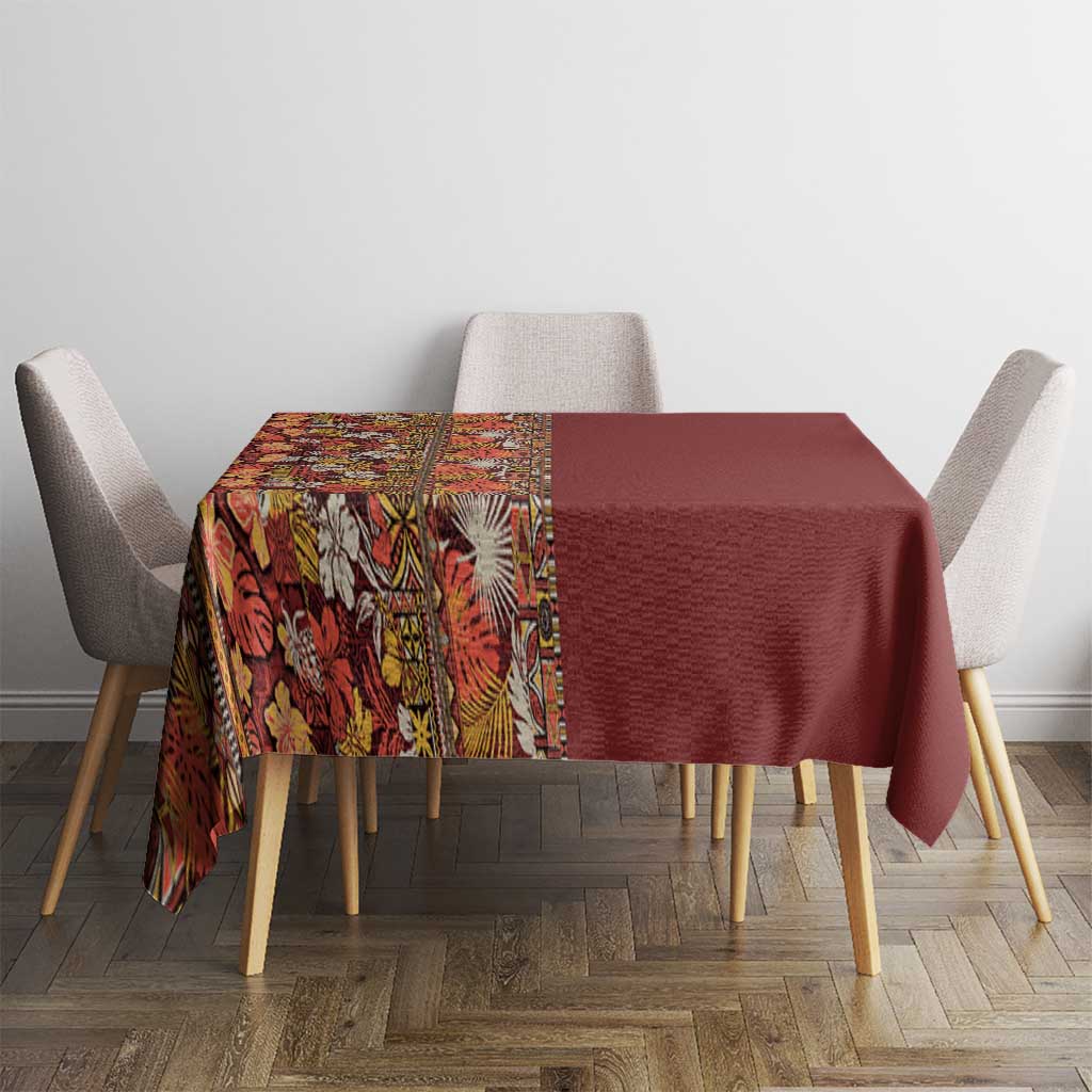 Hawaiian Tribal Elements Hibiscus Tablecloth Red Pattern - Polynesian Pride