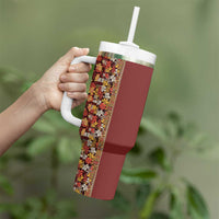 Hawaiian Tribal Elements Hibiscus Tumbler With Handle Red Pattern - Polynesian Pride