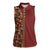 Hawaiian Tribal Elements Hibiscus Women Sleeveless Polo Shirt Red Pattern - Polynesian Pride