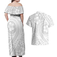 Lotu Tamaiti Samoan Polynesian Tribal Couples Matching Off Shoulder Maxi Dress and Hawaiian Shirt - Polynesian Pride