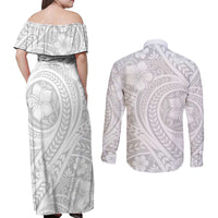 Lotu Tamaiti Samoan Polynesian Tribal Couples Matching Off Shoulder Maxi Dress and Long Sleeve Button Shirt - Polynesian Pride