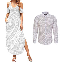 Lotu Tamaiti Samoan Polynesian Tribal Couples Matching Summer Maxi Dress and Long Sleeve Button Shirt - Polynesian Pride