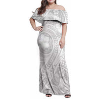 Lotu Tamaiti Samoan Polynesian Tribal Family Matching Off Shoulder Maxi Dress and Hawaiian Shirt - Polynesian Pride