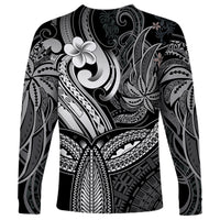 Polynesia Long Sleeve Shirt Whale Tale and Polynesian Sunset Plumeria Black LT9 - Polynesian Pride