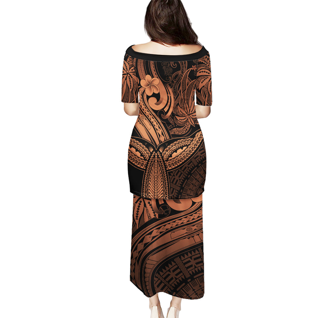 Polynesia Puletasi Whale Tale and Polynesian Sunset Plumeria Gold LT9 - Polynesian Pride