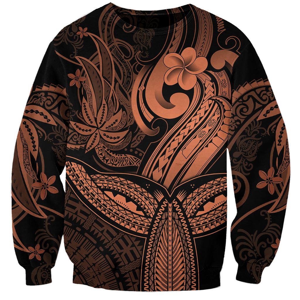 Polynesia Sweatshirt Whale Tale and Polynesian Sunset Plumeria Gold LT9 Unisex Gold - Polynesian Pride