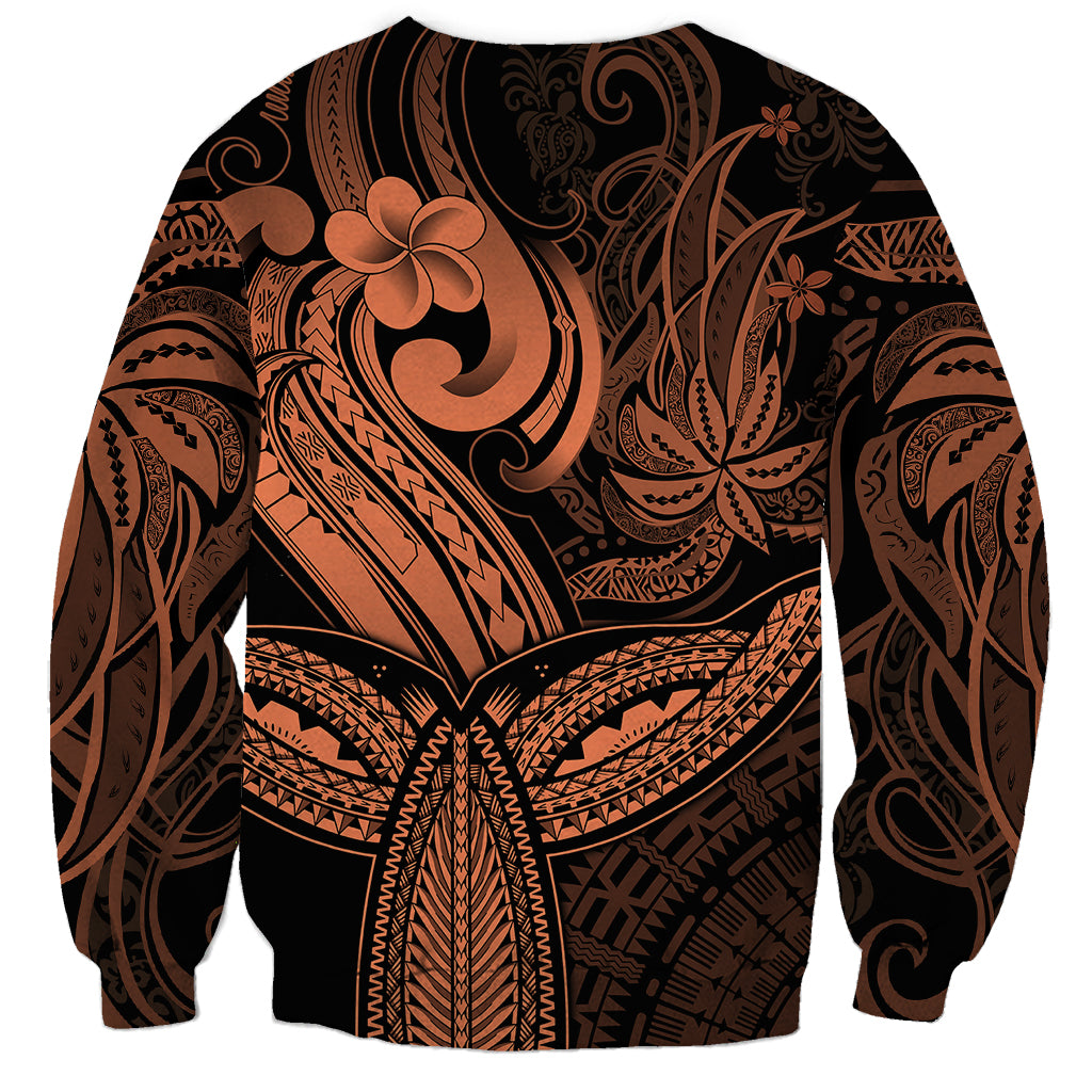 Polynesia Sweatshirt Whale Tale and Polynesian Sunset Plumeria Gold LT9 - Polynesian Pride