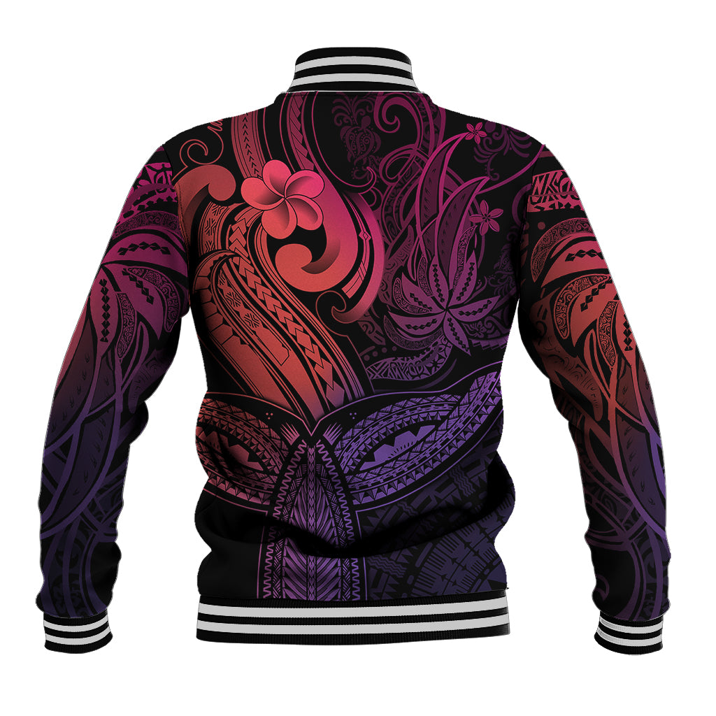 Polynesia Baseball Jacket Whale Tale and Polynesian Sunset Plumeria Pink LT9 - Polynesian Pride