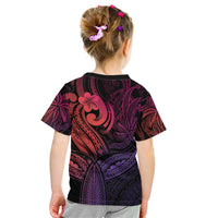 Polynesia Kid T Shirt Whale Tale and Polynesian Sunset Plumeria Pink LT9 - Polynesian Pride