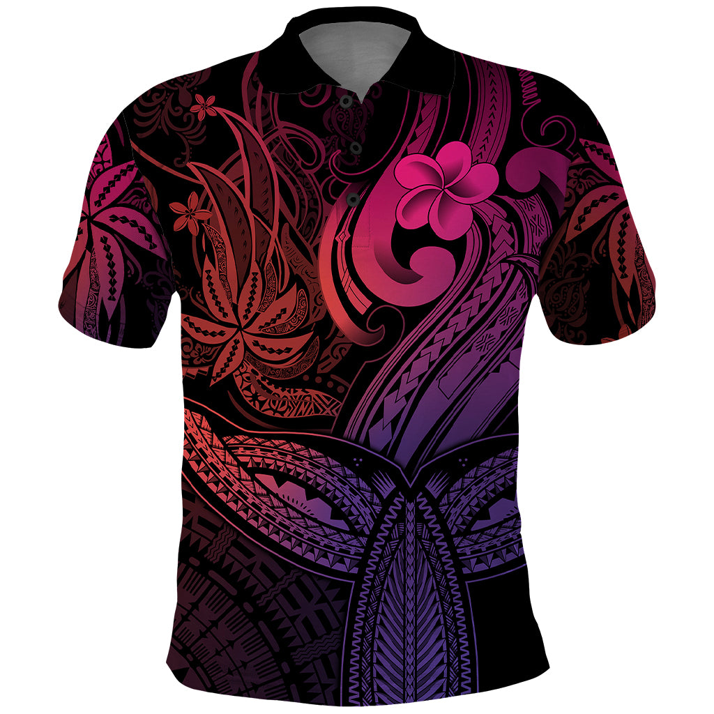Polynesia Polo Shirt Whale Tale and Polynesian Sunset Plumeria Pink LT9 Pink - Polynesian Pride