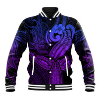 Polynesia Baseball Jacket Whale Tale and Polynesian Sunset Plumeria Purple LT9 Unisex Purple - Polynesian Pride
