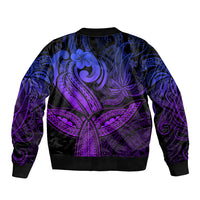 Polynesia Bomber Jacket Whale Tale and Polynesian Sunset Plumeria Purple LT9 - Polynesian Pride