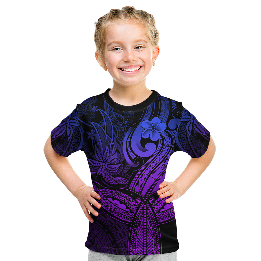 Polynesia Kid T Shirt Whale Tale and Polynesian Sunset Plumeria Purple LT9 Purple - Polynesian Pride