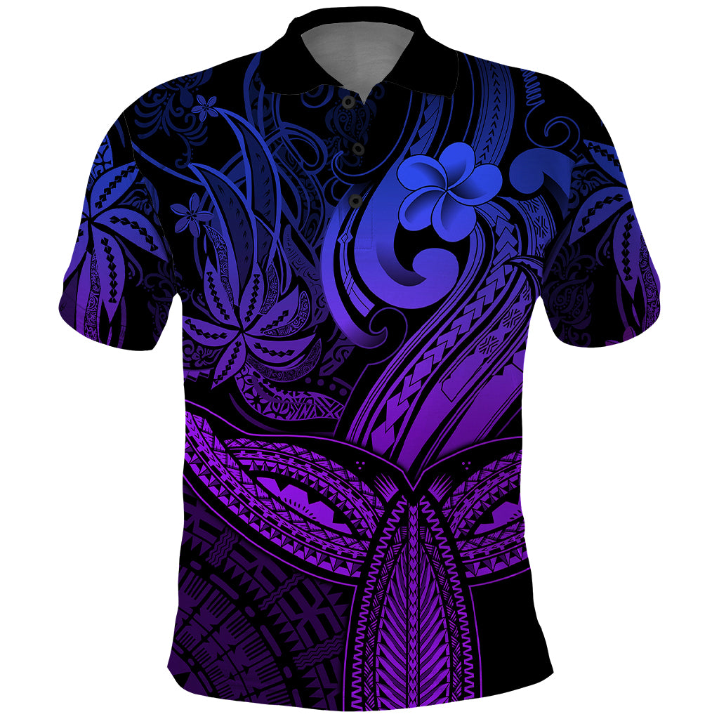 Polynesia Polo Shirt Whale Tale and Polynesian Sunset Plumeria Purple LT9 Purple - Polynesian Pride