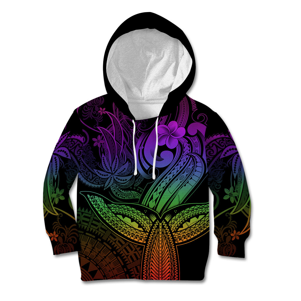 Polynesia Kid Hoodie Whale Tale and Polynesian Sunset Plumeria Rainbow LT9 Hoodie Rainbow - Polynesian Pride