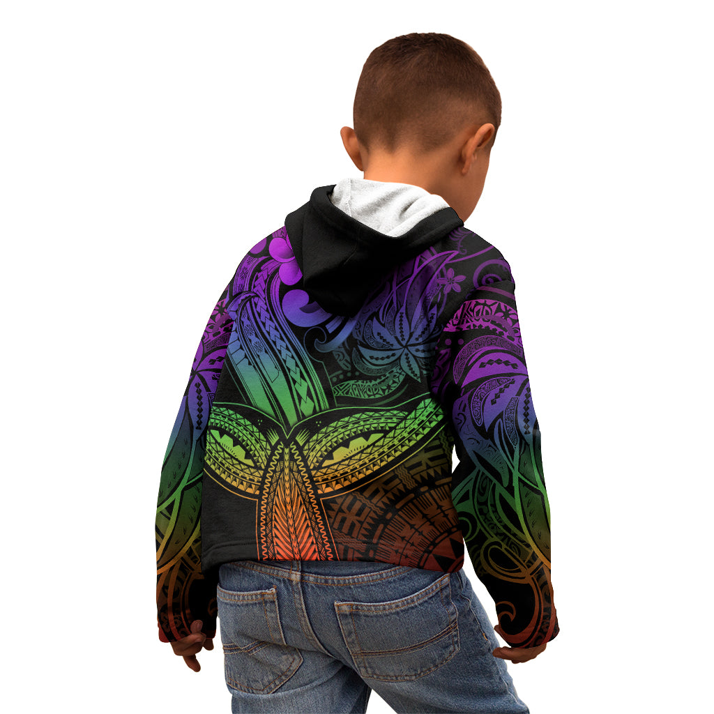 Polynesia Kid Hoodie Whale Tale and Polynesian Sunset Plumeria Rainbow LT9 - Polynesian Pride