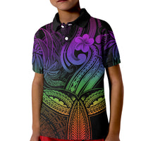 Polynesia Kid Polo Shirt Whale Tale and Polynesian Sunset Plumeria Rainbow LT9 Kid Rainbow - Polynesian Pride