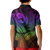 Polynesia Kid Polo Shirt Whale Tale and Polynesian Sunset Plumeria Rainbow LT9 - Polynesian Pride